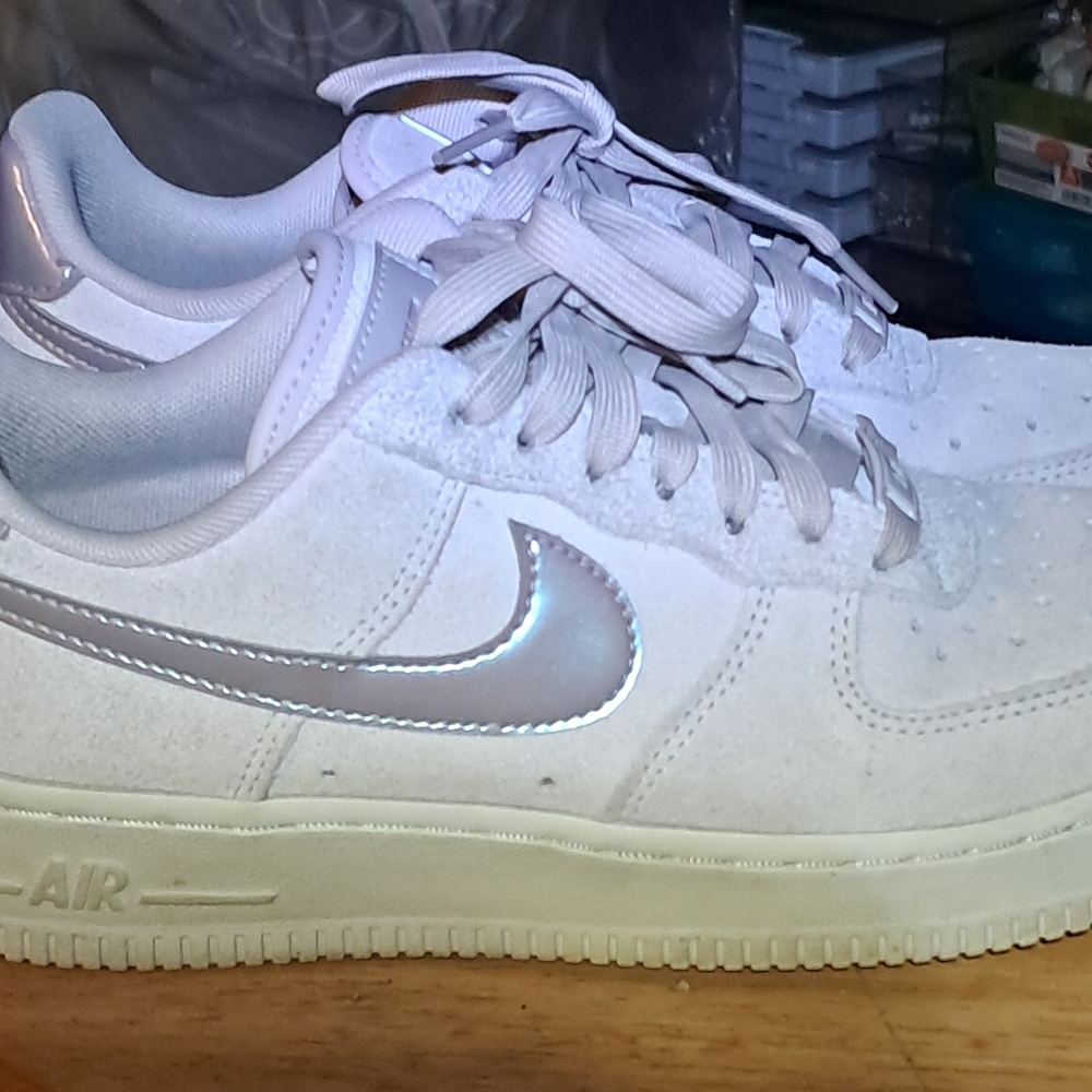 Nike Air Force 1 White with Metallic Swoosh